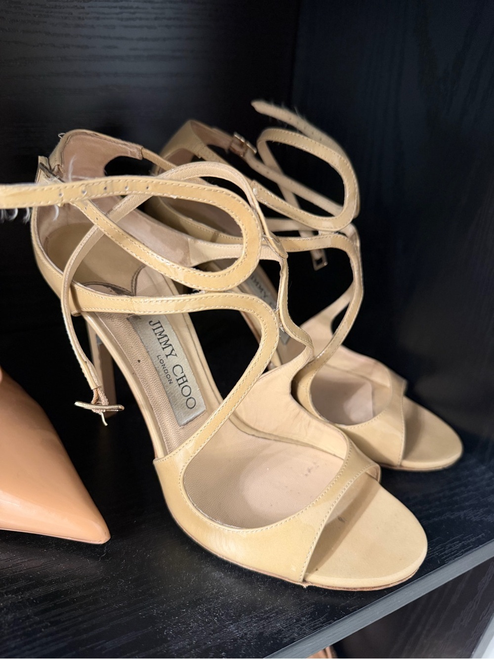 Jimmy Choo Nude Beige Strappy Leather Heels